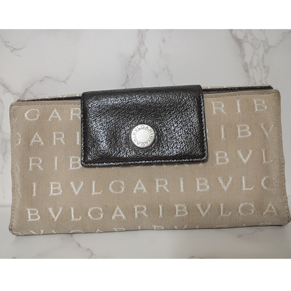 BVLGARI Vintage Logomania Monogram Canvas Wallet